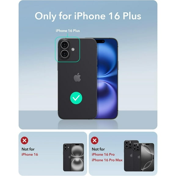 RIHJIN-for iPhone 16 Plus Case, Compatible with MagSafe, Military-Grade Protective Case, Built-in Stash Stand Phone Case, Scratch-Resistant Back Cover, Classic Series, Frosted Black