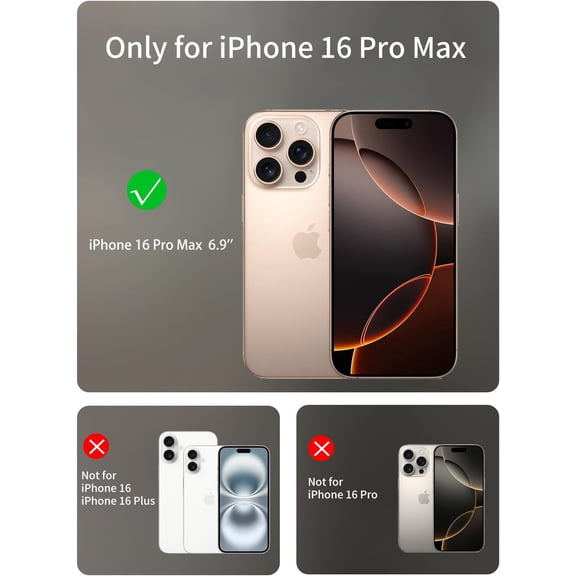 RIHJIN-for iPhone 16 Pro Max Case with Stand Camera Protection,Lens Bracket,Compatible with MagSafe Phone Case Magnetic,Military-Grade Protective Case,Clear,Resists Yellowing and Scratches,Black
