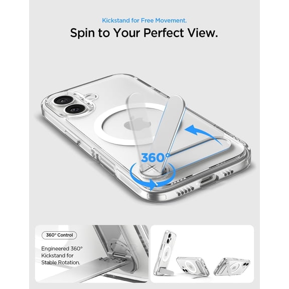 RIHJIN-for iPhone 17 Case, Ultra Hybrid S MagFit [TPU Covered Camera Control] [Kickstand] [Compatible with MagSafe] - Clear White