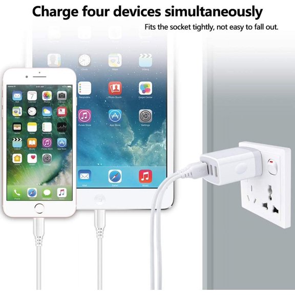 RIHJIN-iPhone 17 Charger Box Fast Charging 4.8A Multi Port USB Charger Wall Plug Power Adapter Charging Block Cube Brick for iPhone 17/17 Pro Max/Air/16e/16/15/14/13/12 Pro Max Samsung Galaxy S25 S24