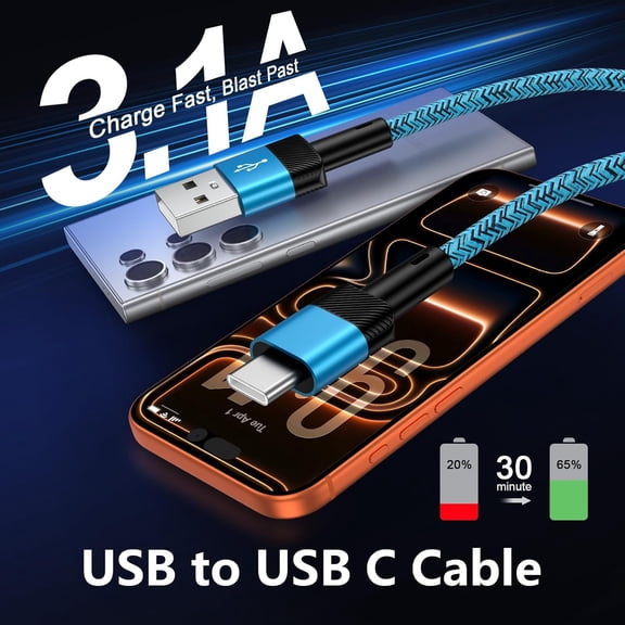 RIHJIN-iPhone 17e 17 Air 17 Pro 17 Pro Max, Car Carplay Cord 3FT, 3 Pack iPhone 17e Charger Cable for iPhone 16e 16 Pro 16 Pro Max 15 Pro Max Plus,3.1A USB Type C Cord iPhone 17 Car Fast Charging Cab