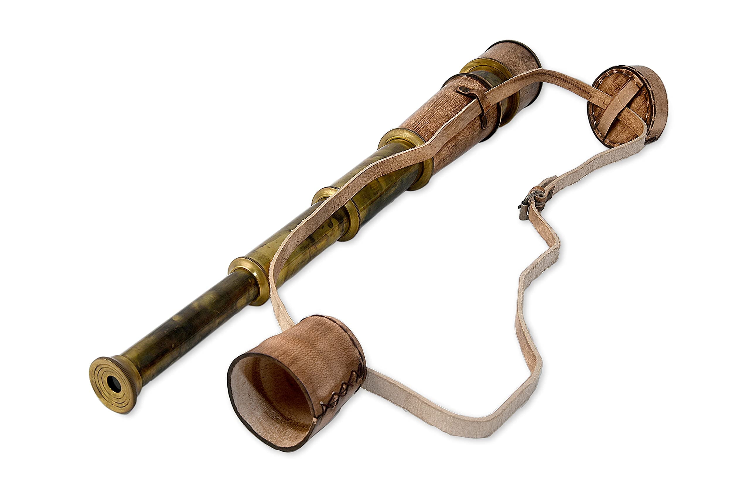 RII 12x Telescope, Functional Vintage Handcrafted Portable Collapsible Pirate Spyglass with Imprinted Leather Case, Gifting Spyglass for Kids, Travelers, Adventure Enthusiasts, Collectible 18"