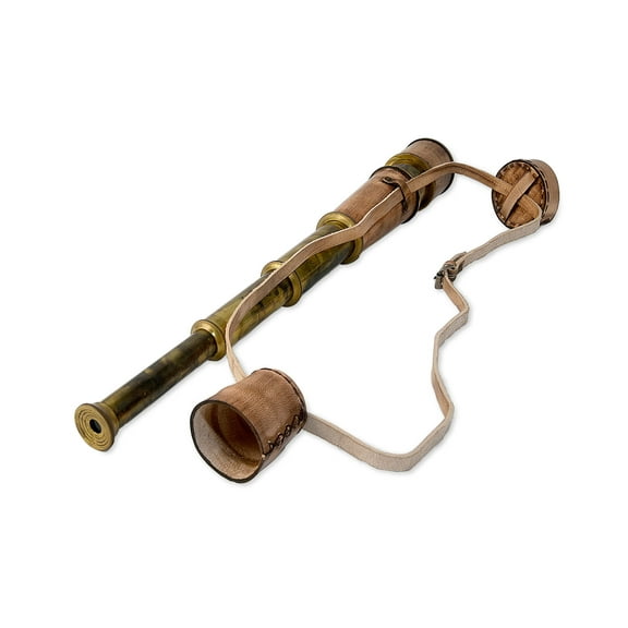 RII 12x Telescope, Functional Vintage Handcrafted Portable Collapsible Pirate Spyglass with Imprinted Leather Case, Gifting Spyglass for Kids, Travelers, Adventure Enthusiasts, Collectible 18"