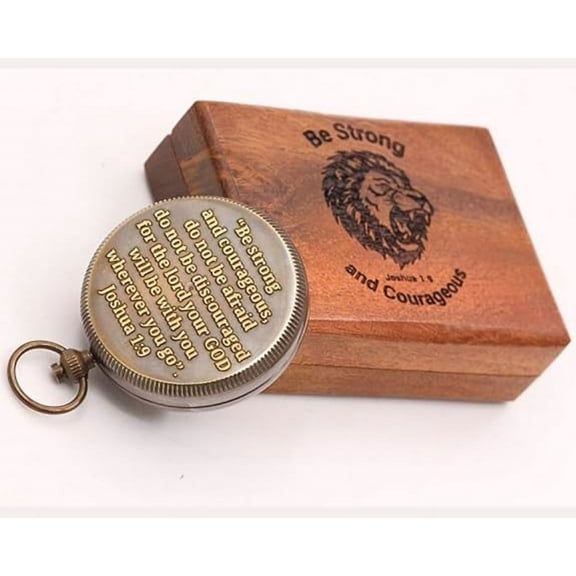 RII Baptism Compass Gift for My Son, Grandson, Inspirational & Sentimental Gift with wooden box