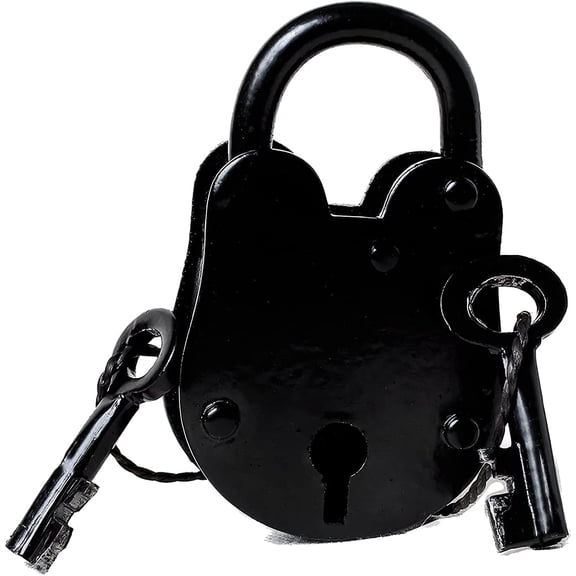 Old Fashion Iron Lock and Key, 3.5 Inch Antique Cast Iron Trunk Lock for Boxes, Cabinets, Drawers, and Decorative Home Use