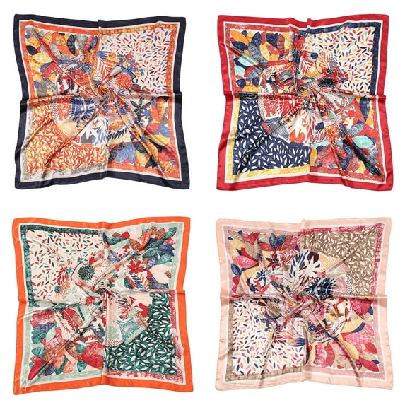 RIIQIICHY 35 Inch 4 PCS Women Head Scarf Hair Scarf Like Silk Scarf Bandana Satin Scarf for Sleeping Hair Wrapping at Night