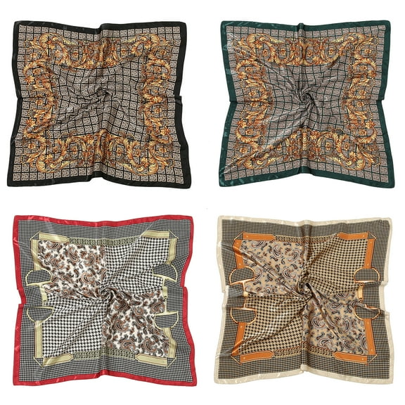 RIIQIICHY 35 Inch 4 PCS Women Head Scarf Hair Scarf Like Silk Scarf Bandana Satin Scarf for Sleeping Hair Wrapping at Night