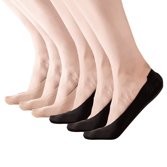 RIIQIICHY 4 to 6 Pack No Show Socks Womens Non Slip Nude Black Socks for High Heels Hidden Low Cut Liner Boat Socks for Dress Shoes
