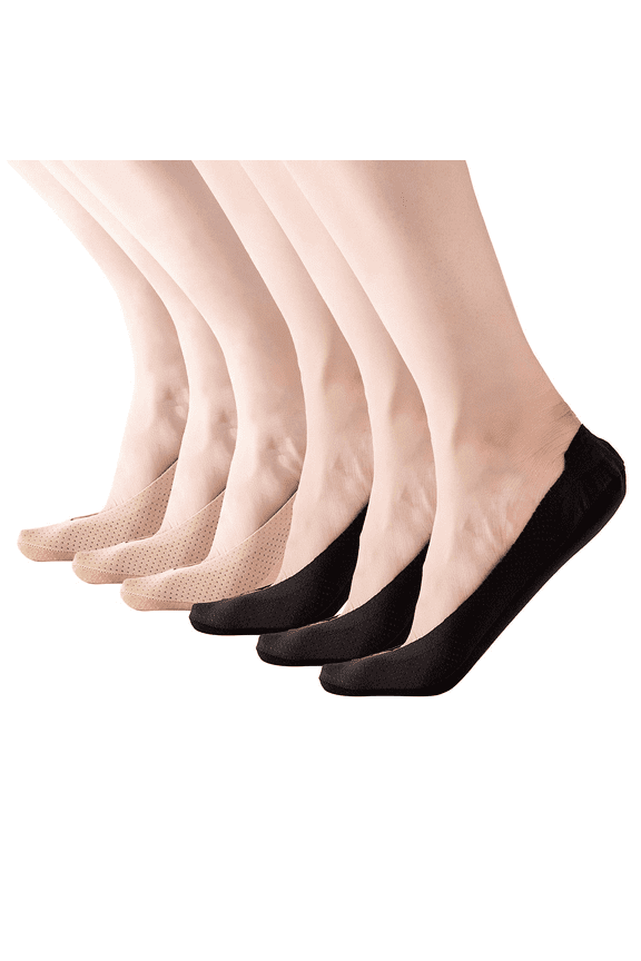 4 to 6 Pack No Show Socks Womens Non Slip Nude Black Socks for High Heels Hidden Low Cut Liner Boat Socks for Dress Shoes