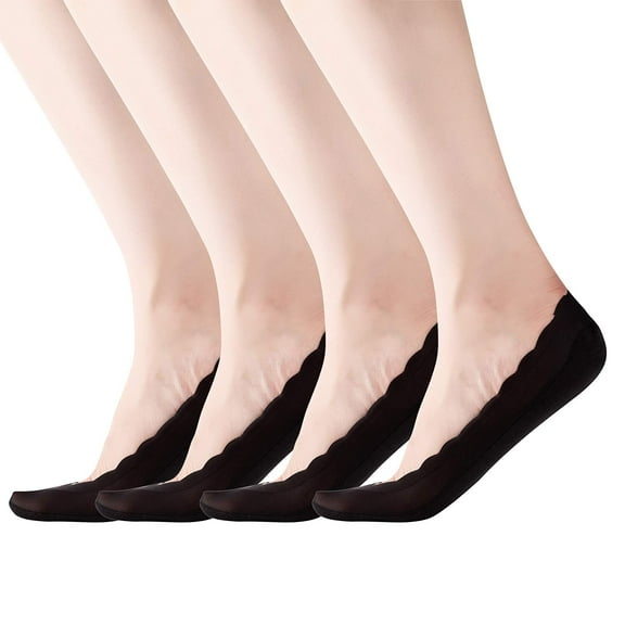 RIIQIICHY 4 to 6 Pack No Show Socks Womens Non Slip Nude Black Socks for High Heels Hidden Low Cut Liner Boat Socks for Dress Shoes