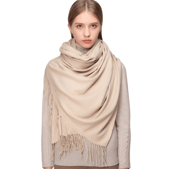 RIIQIICHY Beige Pashmina Winter Scarf for Women Shawl Wrap for Dresses Wedding Shawl for Bridesmaids