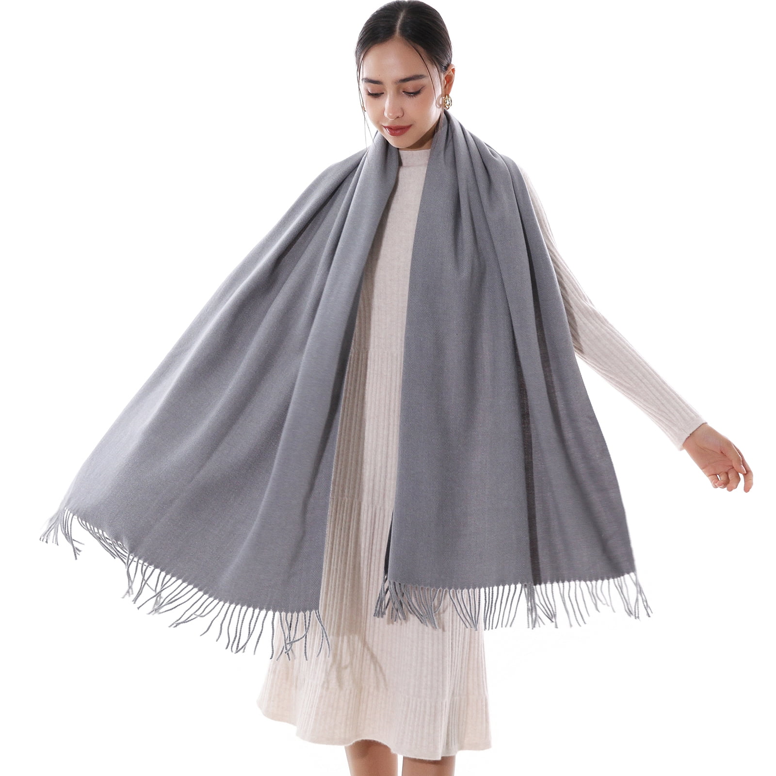 RIIQIICHY 100% Wool Scarf Pashmina Shawls and Wraps for Women Cashmere Warm  Winter More Thicker Soft Scarves