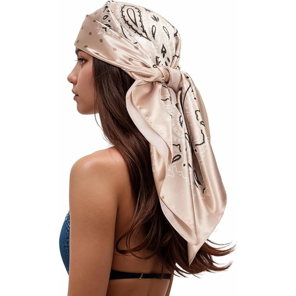 RIIQIICHY Head Scarf for Women Like Silk Scarf Hair Scarf Printed Square Scarf Bandanas for Women 35 Inches