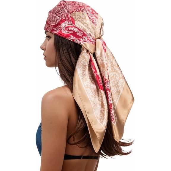 RIIQIICHY Head Scarf for Women Like Silk Scarf Hair Scarf Printed Square Scarf Bandanas for Women 35 Inches