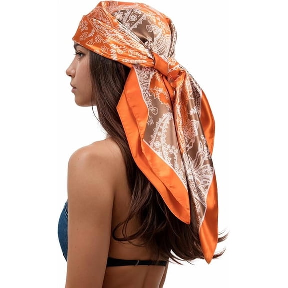 RIIQIICHY Head Scarf for Women Like Silk Scarf Hair Scarf Printed Square Scarf Bandanas for Women 35 Inches