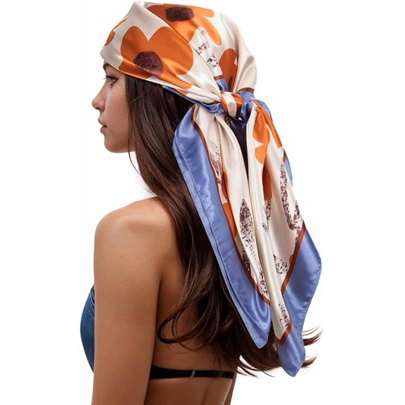 RIIQIICHY Head Scarf for Women Like Silk Scarf Hair Scarf Printed Square Scarf Bandanas for Women 35 Inches