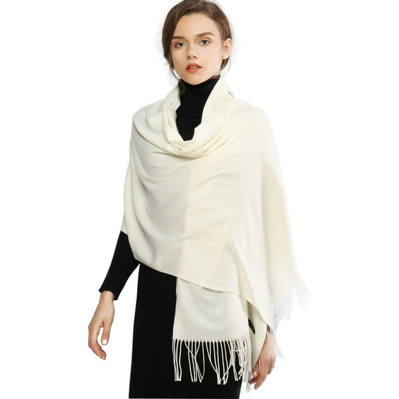 RIIQIICHY Ivory Pashmina Winter Scarf for Women Shawl Wrap for Dresses Wedding Shawl for Bridesmaids
