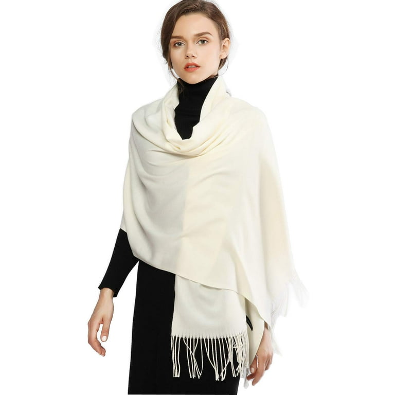 RIIQIICHY Ivory Pashmina Winter Scarf for Women Shawl Wrap for