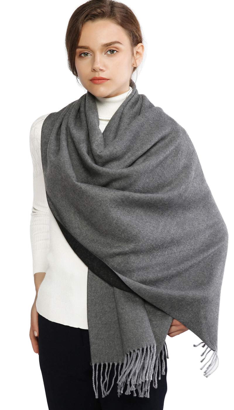 Riiqiichy Reversible Winter Pashmina Scarfs for Women Shawls Wraps Evening Dresses Wedding Shawl for Bridesmaids Large Warm Scarves