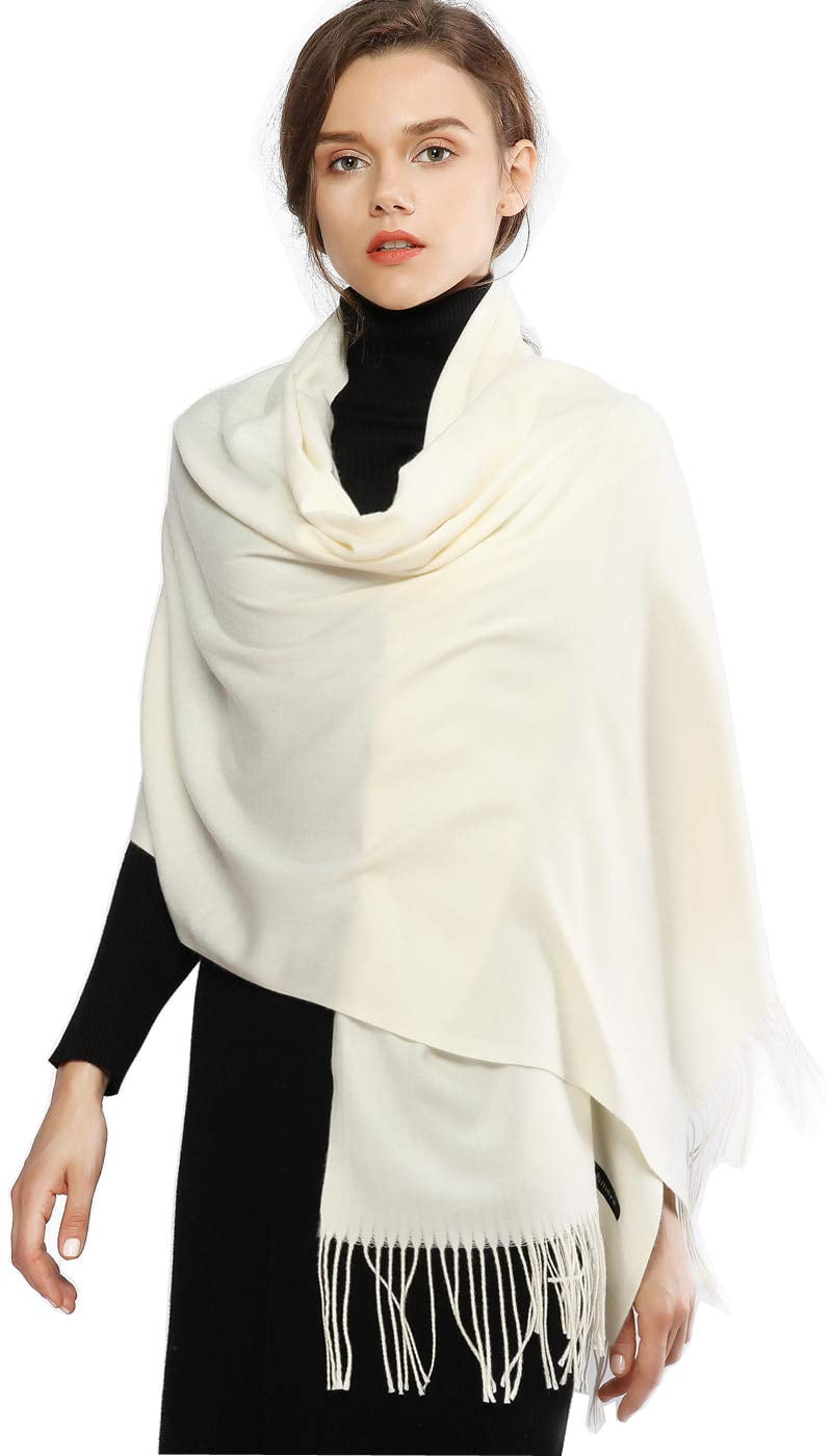 RIIQIICHY 100% Wool Scarf Pashmina Shawls and Wraps for Women Cashmere Warm  Winter More Thicker Soft Scarves