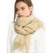 RIIQIICHY Winter Women Scarf Beige Pashmina Shawls for Wedding Wraps for Evening Dresses Large Soft Warm Scarves