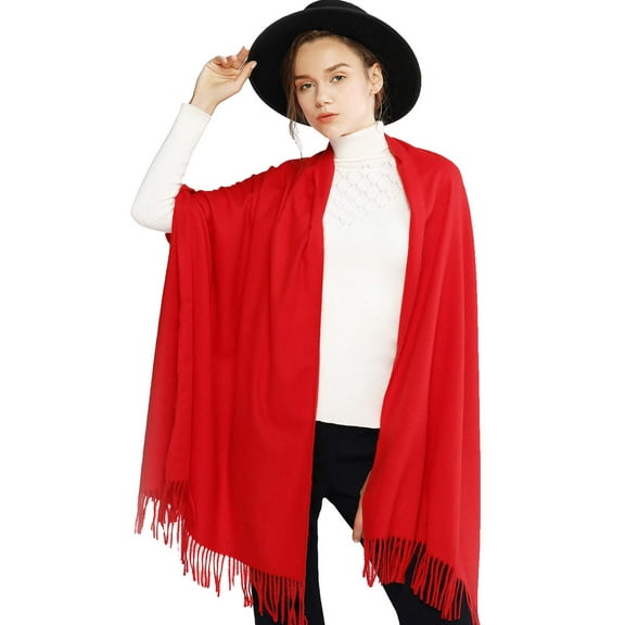 RIIQIICHY Winter Women Scarf Red Pashmina Shawls for Wedding Wraps for Evening Dresses Large Soft Warm Scarves