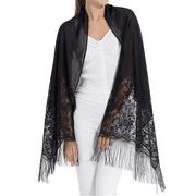 RIIQIICHY Womens Floral Lace Scarf Pashmina Scarves for Women Shawls and Wraps for Evening Dresses Black