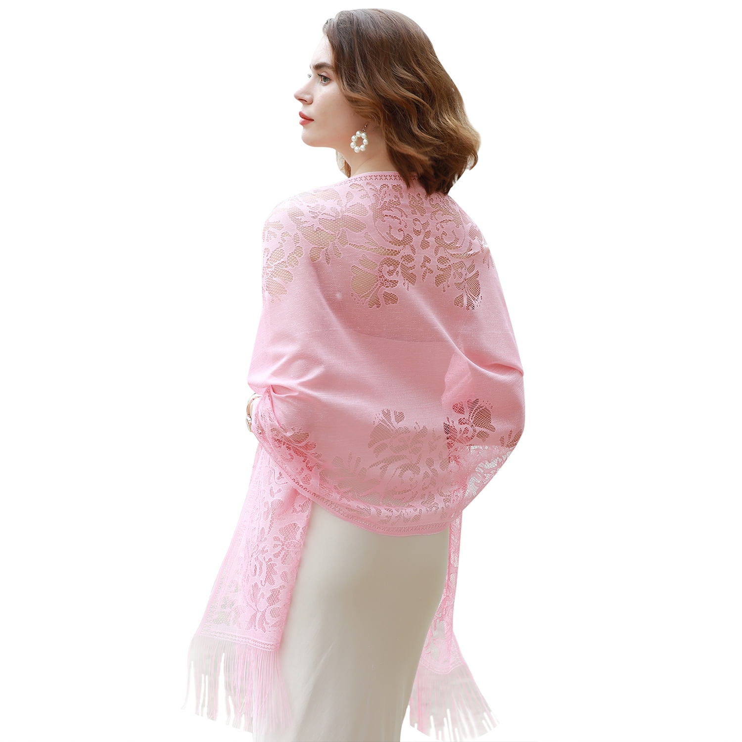 Pink shawls for dresses sales
