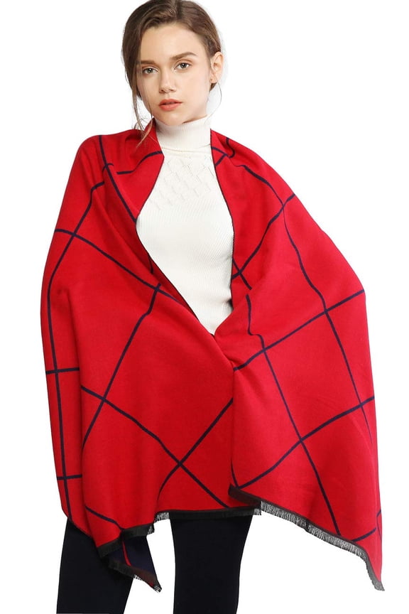 Womens Plaid Scarf Large Soft Winter Scarves Pashmina Shawls Wraps for Evening Dresses