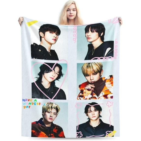 RIIZE Blanket Soft and Comfortable Warm Fleece Throw Blankets Carpet Rug Decoration Gift for Decor Room Dormitory Picnic Yoga Sofa Camping Travel All Season