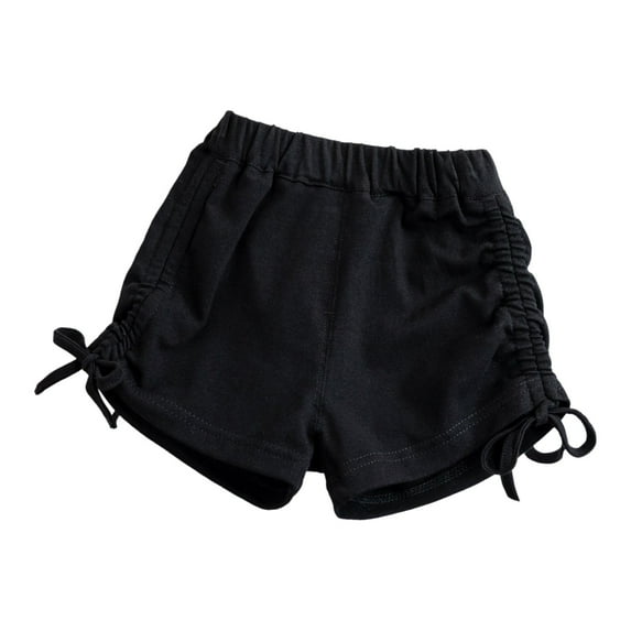 RIJOPUTY Baggy Shorts Sweatshorts Ruffled Shorts Girls Clothes Size 10 12 Shorts Workout Girls Jean Shorts Size 10-12 Kawaii Shorts, Black 12-18 Months