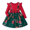 thumbnail image 1 of RIJOPUTY Christmas Dress 4t Girl Girls Christmas Party Dress Girls Long Sleeve Christmas Black Short Dress Winter White Dress Baby Girl Smocked, Red 12-18 Months, 1 of 6