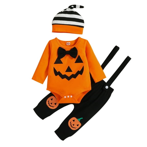 RIJOPUTY Full Body Black Bodysuit Newborn Halloween Onesie Baby Boy Overalls Infant Girl Clothes 8 Year Old Girl Boys Clothes Age 8-10 Clothes, Orange 9-12 Months