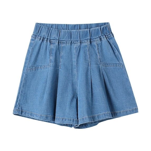 RIJOPUTY Gingham Shorts Khaki Shorts for Girls Little Girls Clothes Size 5t Girls Country Jeans Girl Shorts Size 10-12, Light Blue 2-3 Years
