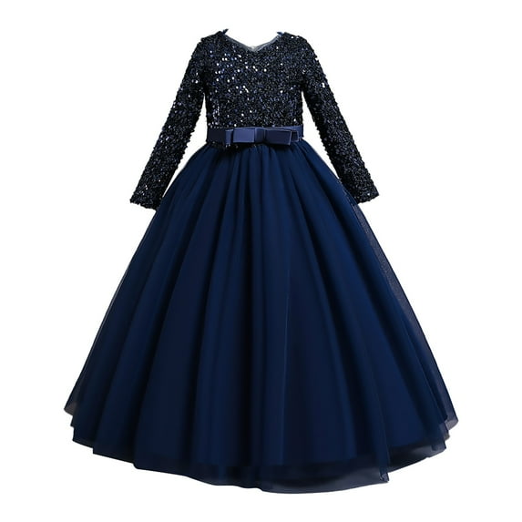 RIJOPUTY Gold Dress for Girls Dark Blue Dress Holiday Outfit Teens Clothes Toddler Boy Clothes 2t Gifts for 12 Year Old Girls Good Christmas Gifts 3-6 Month Boy Gifts 8 Year Girl Tween Girl