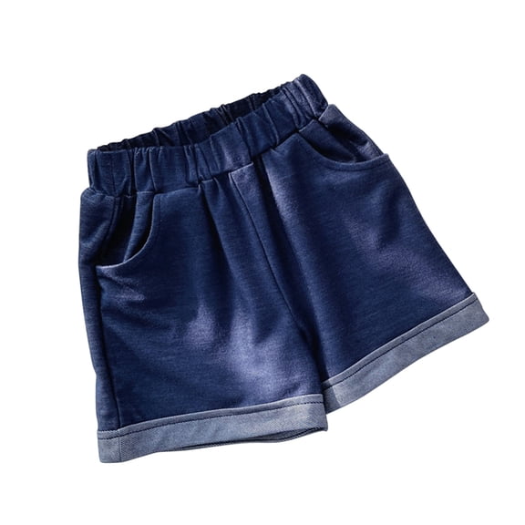 RIJOPUTY Hiking Shorts Gingham Shorts Seamless Shorts Leopard Print Jeans Girls Size 18/20 Clothes Baggy Y2k Jeans Black Short Shorts, Dark Blue 2-3 Years
