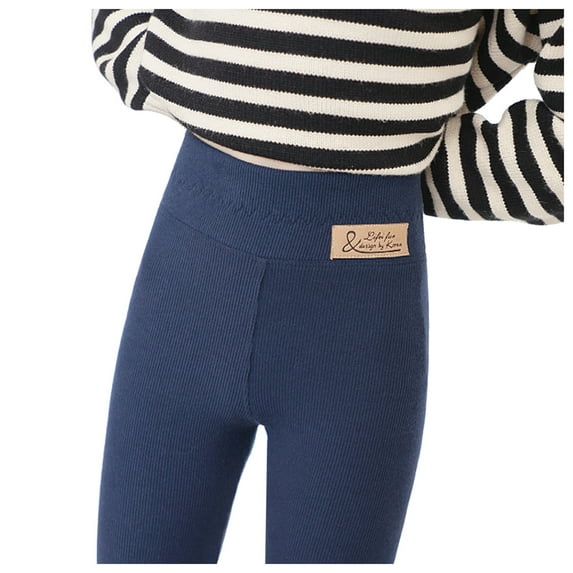 RIJOPUTY Insulated Leggings Fleece Lined Toddler Leggings Girls Leggings Tall Slim Black Tights for Girls 10-12 Boys Clothes for 7 Year Old Girls, Blue 6-7 Years