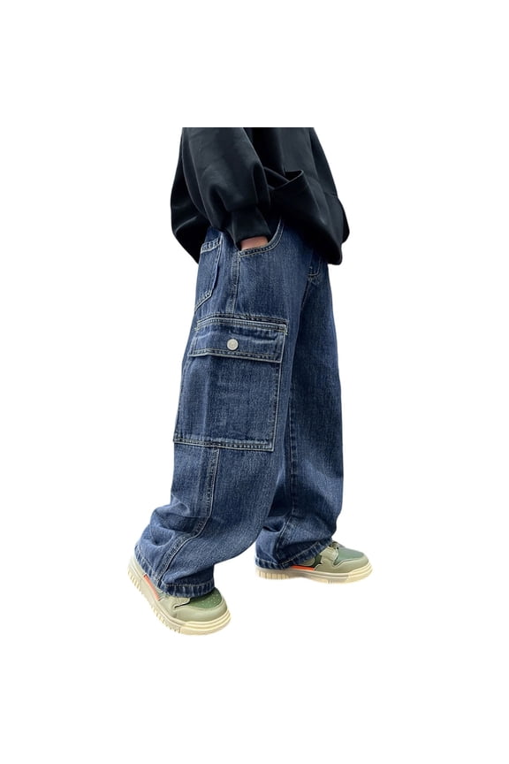 Jeans for Toddler Boys Buckle Jeans 3t Boys Pants Ballet Clothes Boy Clothes Size 6 18 Month Old Boy 12month Boy Childrens Clothes, Blue 7-8 Years