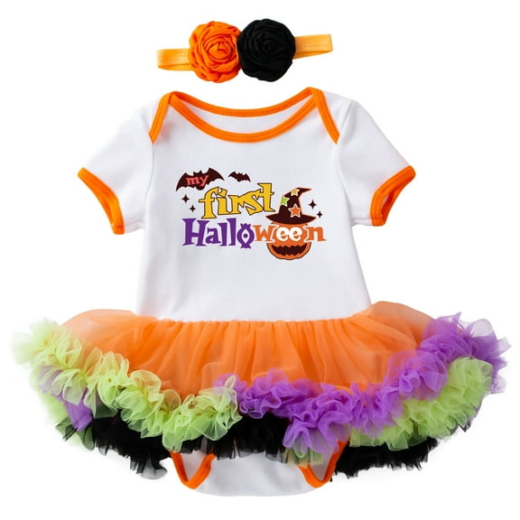 RIJOPUTY Skeleton Onesies First Halloween Baby Boy Outfit Christmas Girls Outfit Boys Winter Clothes Infant Boys Clothes 2t Toddler Girl Clothes Size, Orange 12-24 Months