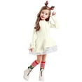 thumbnail image 1 of RIJOPUTY Toddler Christmas Tree Dress Smocked Christmas Dress Red and Green Christmas Girls New Years Dress Black and Red Dress Christmas Clothes, White 3-4 Years, 1 of 4