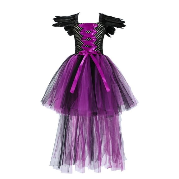 RIJOPUTY Toddler Dress up Toddler Kids White Princess Dress Baby Girls Magnificent Witch Halloween Rainbow Black Gown Fancy Dress up Party Girls 5t Clothes