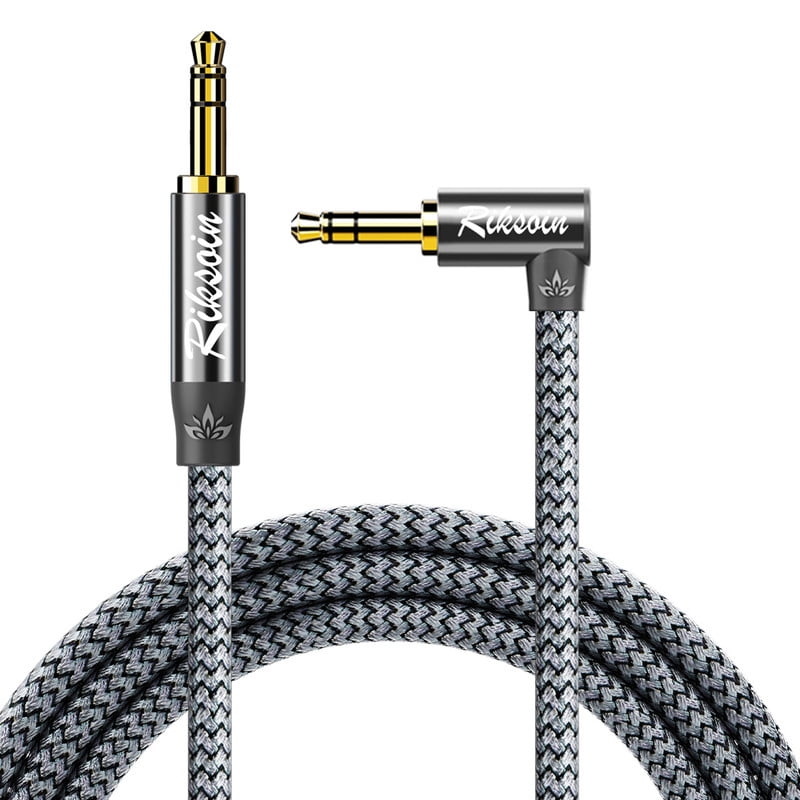 Riksoin aux cord 3 5mm stereo audio cable 90 degree short aux cable