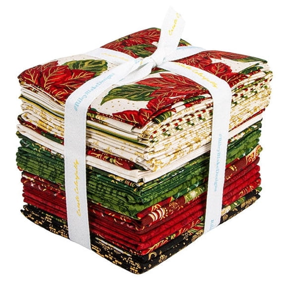 RILEY BLAKE - Poinsettias at Christmas by Jennifer Bosworth - Fat Quarter 24 pcs