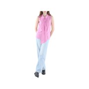 RILEY&RAE Womens Pink Darted Collared Blouse Sleeveless Tie Neck Button Up Top S