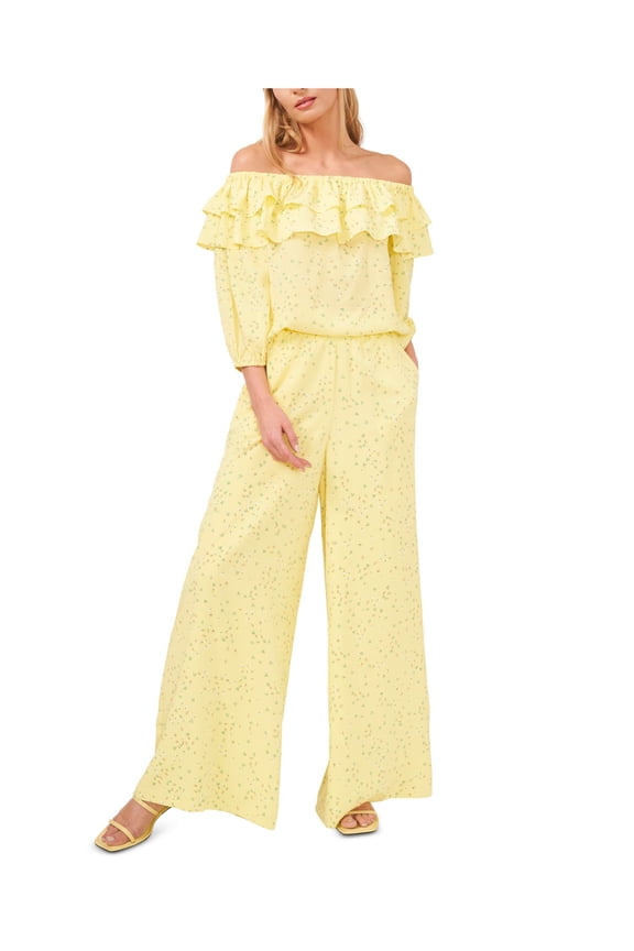 RILEY&RAE Womens Yellow Floral Party Wide Leg Pants XS