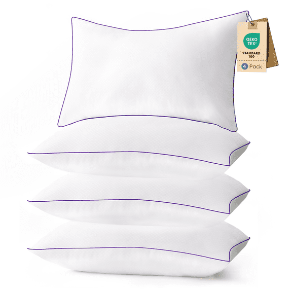RILIHO Bed Pillows for Sleeping 4 Pack King Size，Pillows for Side and Back Sleepers,Super Soft Down Alternative Microfiber Filled Pillows,19 x 34 Inches