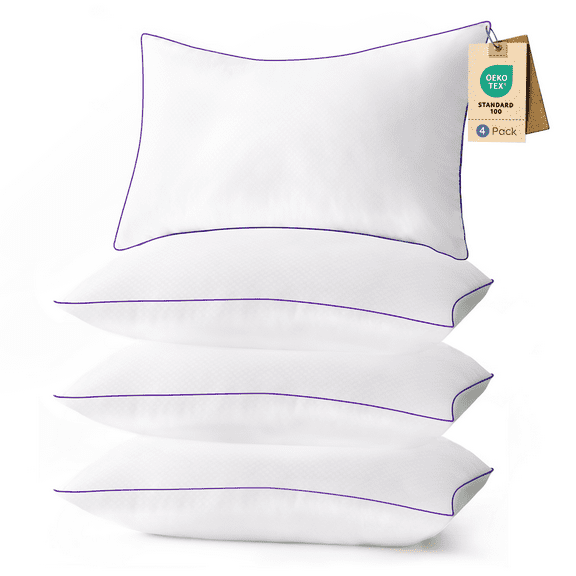 RILIHO Bed Pillows for Sleeping 4 Pack Standard Size,Pillows for Side and Back Sleepers,Super Soft Down Alternative Microfiber Filled Pillows,17 x 26 Inches