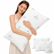RILIHO Cooling Pillows for Sleeping 1 Pack, Shredded Memory Foam Pillows Viscose of Bamboo Cover, Adjustable Pillow for Side Back Stomach Sleepers Luxury Gel Pi