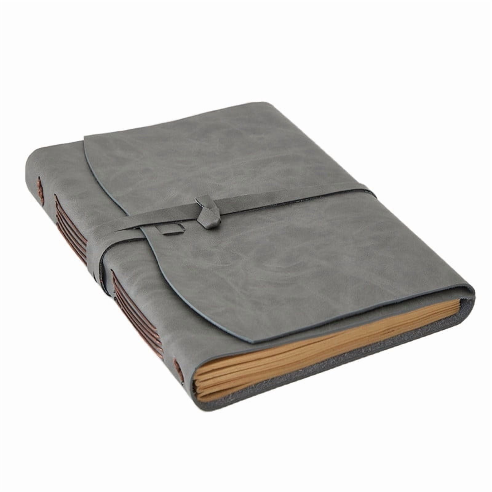 Leather Journal Notebook, Vintage Journal – Gift for Men & Women, Genuine Leather for Writing, Artist Travel Journal, Large Size, Grey