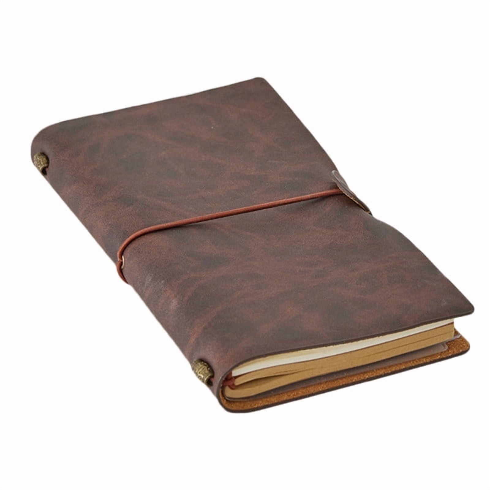 Refillable Leather Journal, 144 Pages – Travelers Notebook with Unlined Inserts & Zipper Pocket, for Artist, 8"x4.8", Dark Brown